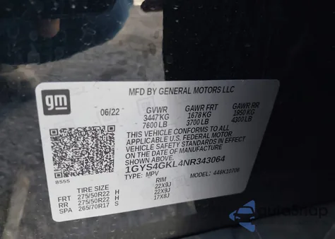 2022 Cadillac Escalade 4Wd Sport Platinum z USA, uszkodzony, nr VIN 1GYS4GKL4NR343064